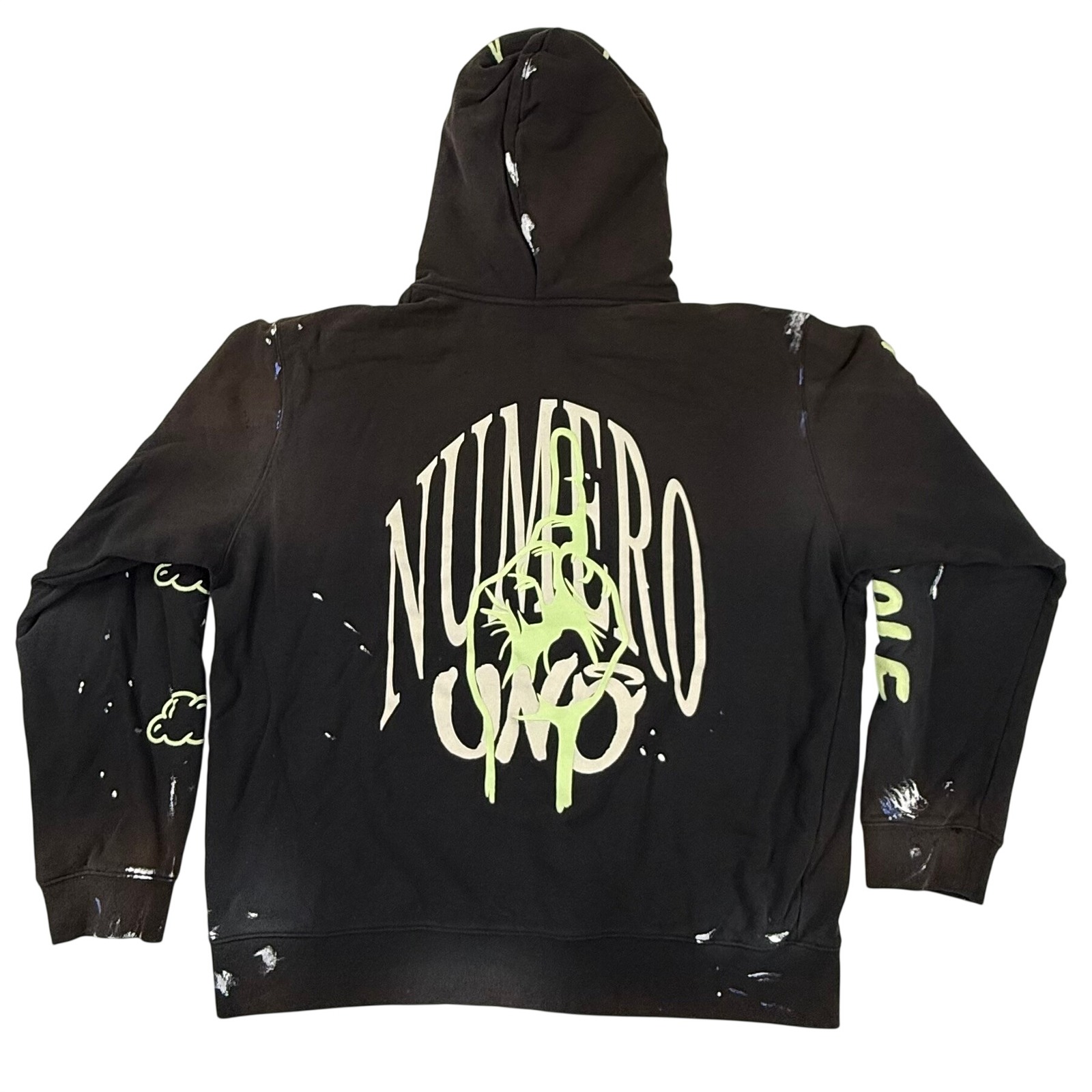 Dreamville Numero Uno Zip Up Hoodie Xxl Faded Black Neon Green Puff Print J Cole